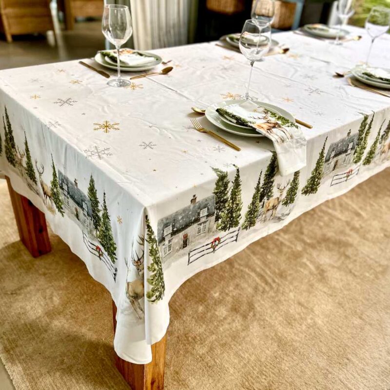 Winter Forest Christmas Tablecloth Rectangle
