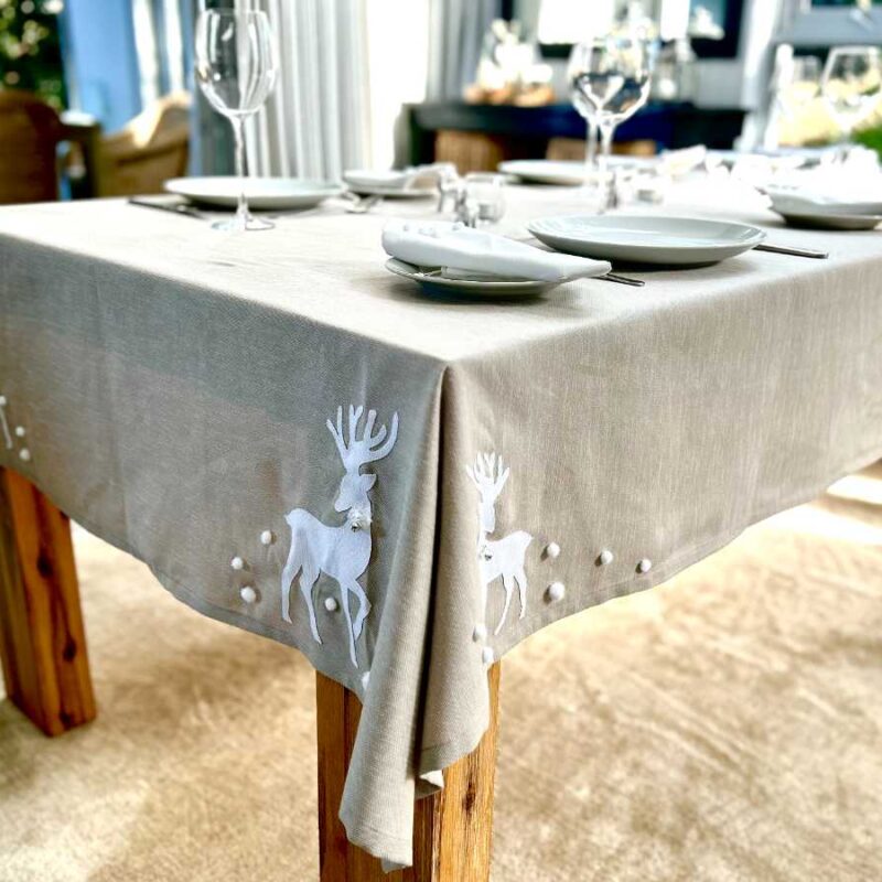 Reindeer & Snowball Christmas Tablecloth Rectangle