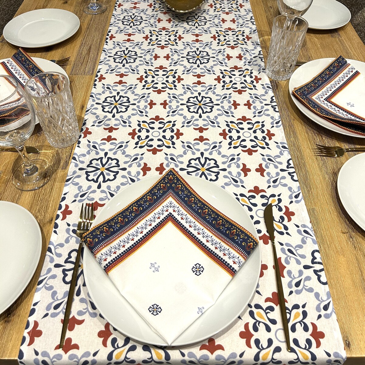 Border Print Mediterranean Sunset Napkins (Serviettes) - Image 5