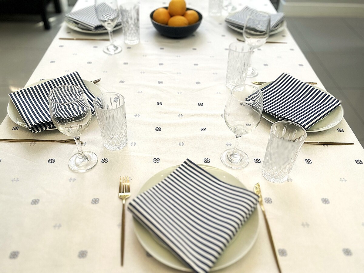 Navy/White Stripe Mediterranean Sunset Napkins (Serviettes) - Image 4