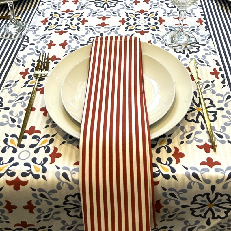 Rust/White Stripe Mediterranean Sunset Napkins (Serviettes)