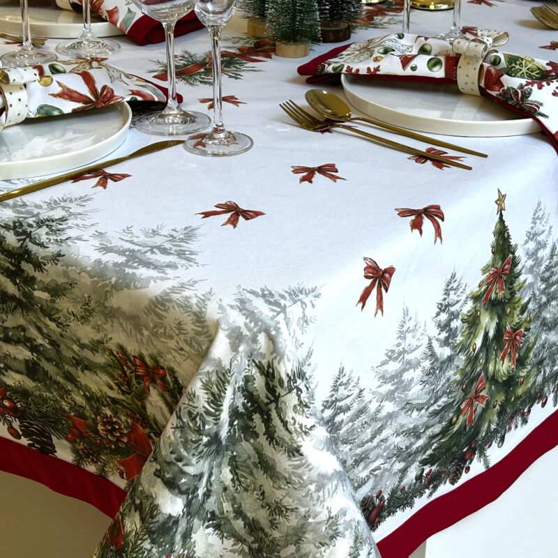 Rectangle Tablecloth - Christmas Tree Border Print