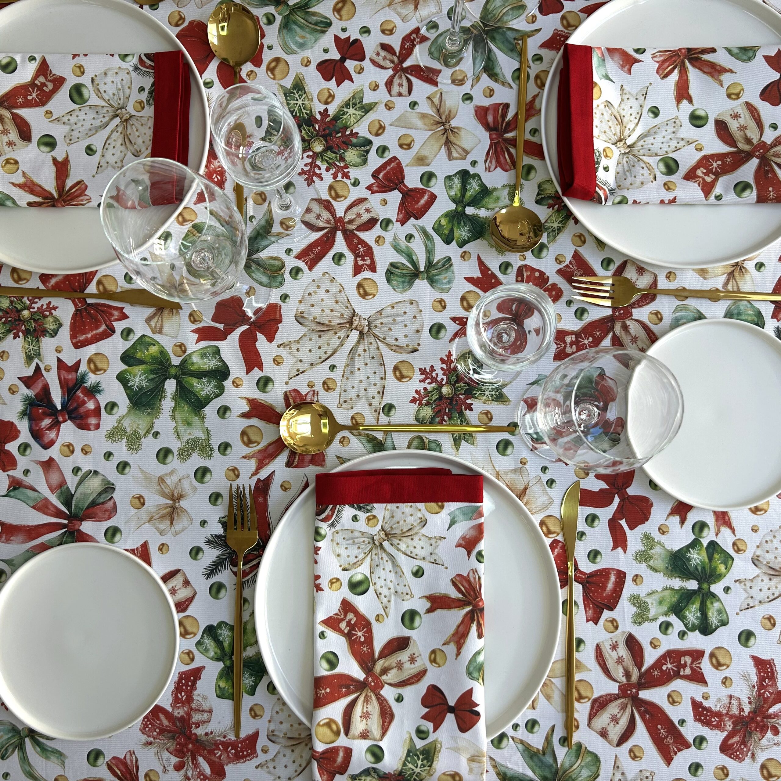 Rectangle Tablecloth - Bow Print - Image 6