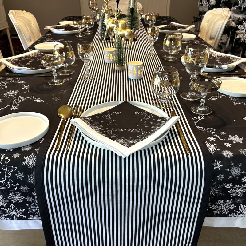 Runner - Black/White Stripe Print