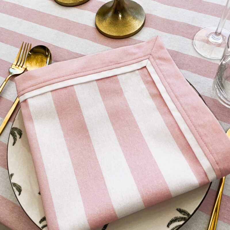 Napkin - Pink/White Striped Print