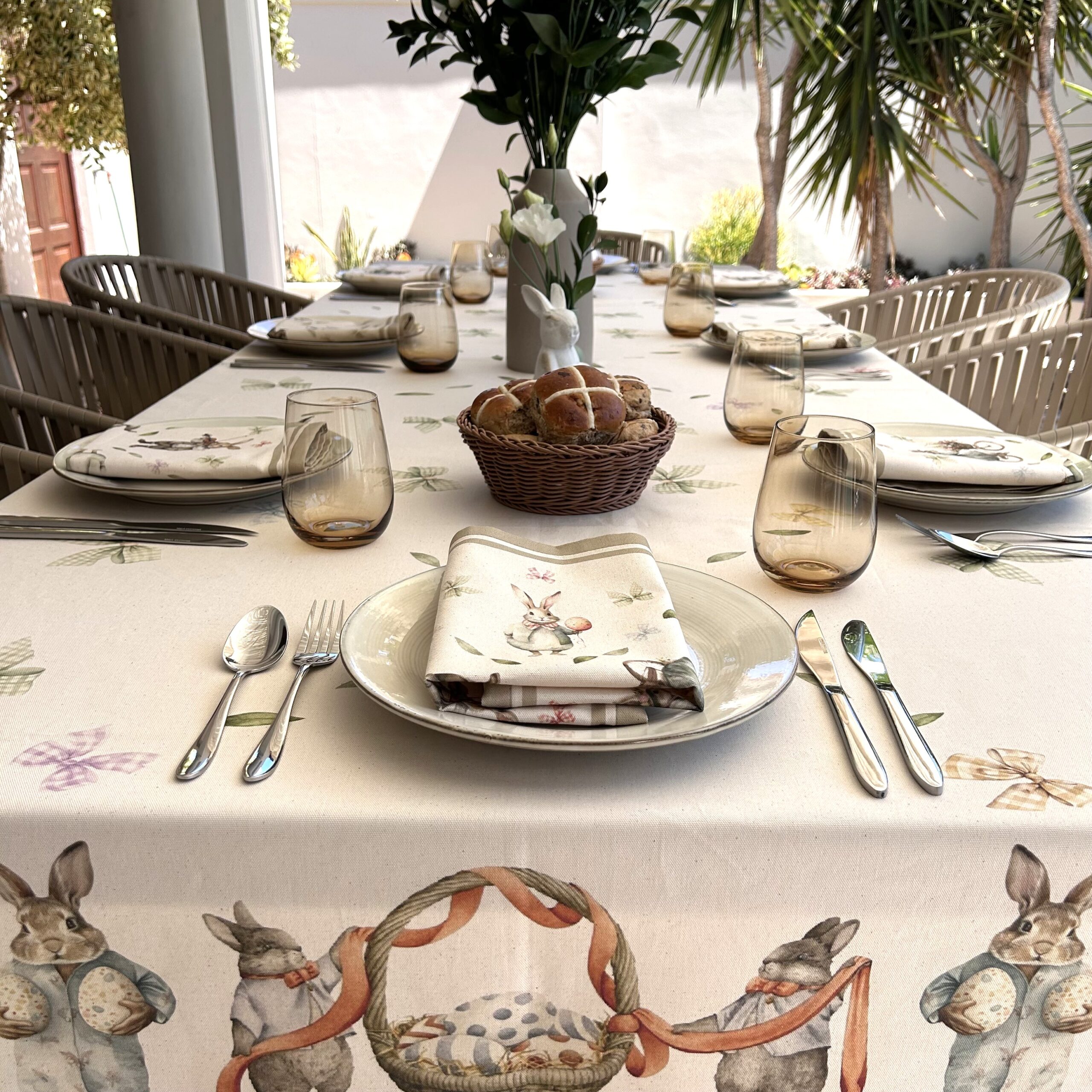 Rectangle Tablecloth - Bunny Border Print