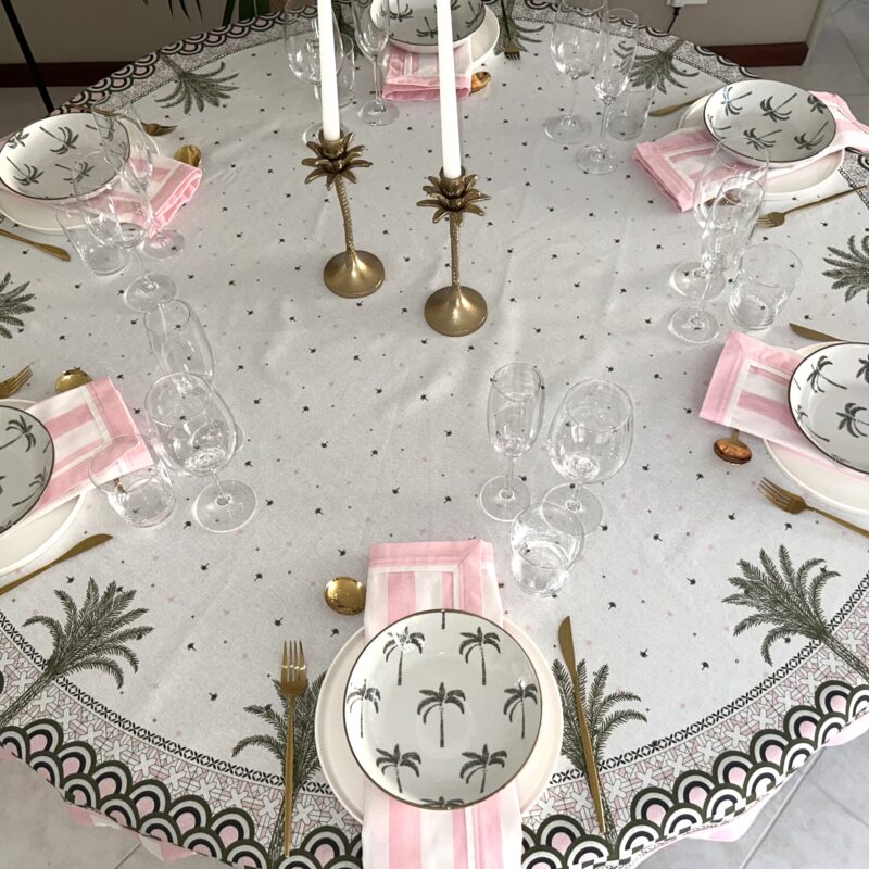 Round Tablecloth - Palm Tree Border Print