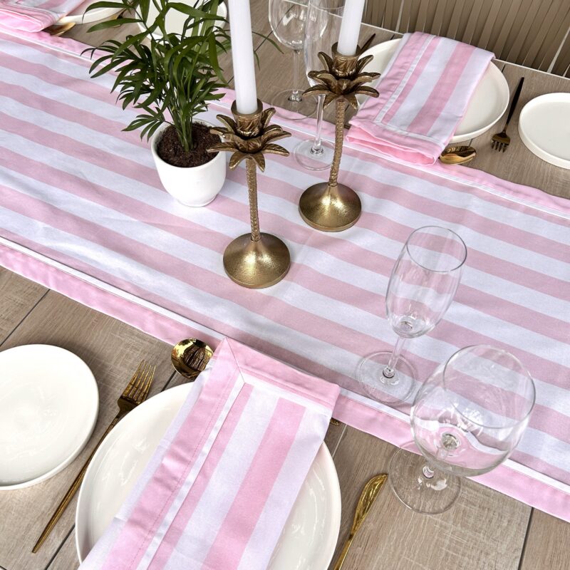 Table Runner - Pink/White Striped Print