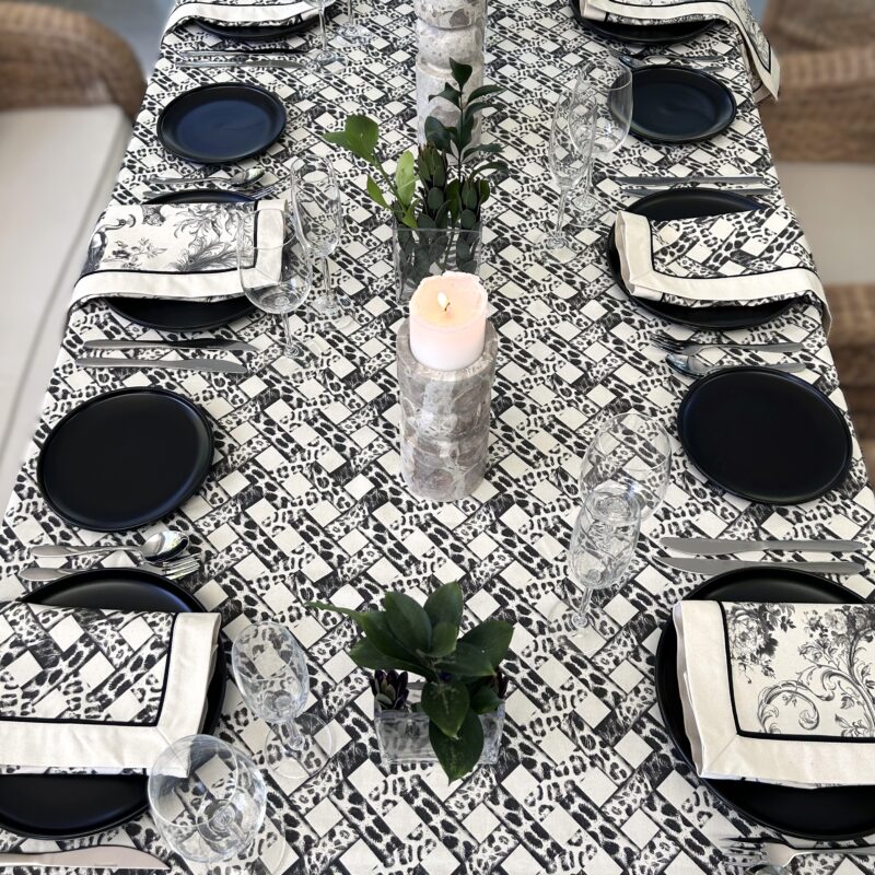 Rectangle Tablecloth - Basket Weave Leopard Print