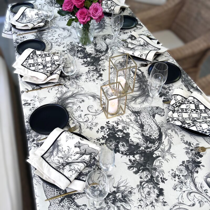 Rectangle Tablecloth - Leopard & Peacock Print
