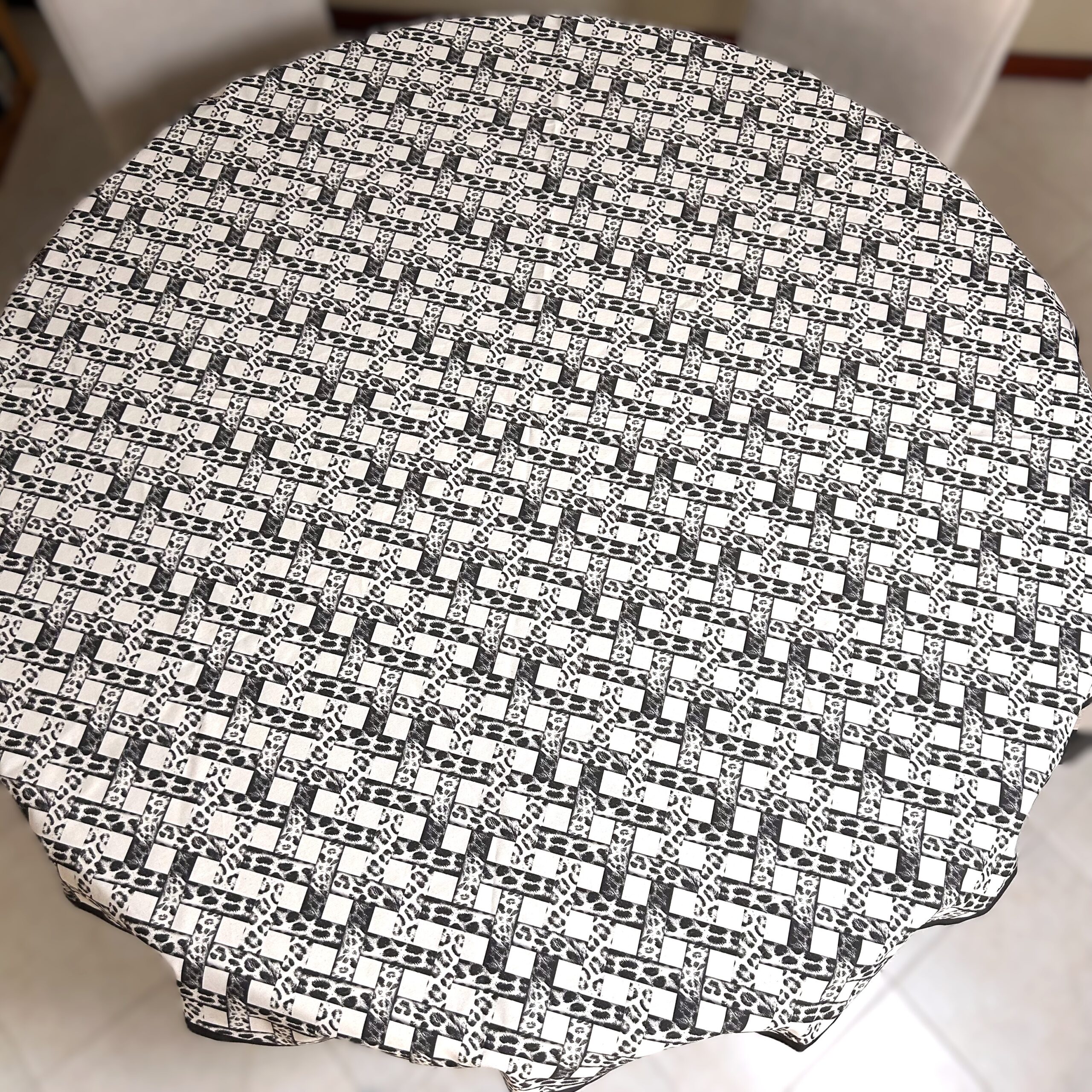 Round Tablecloth - Basket Weave Leopard Print - Image 5