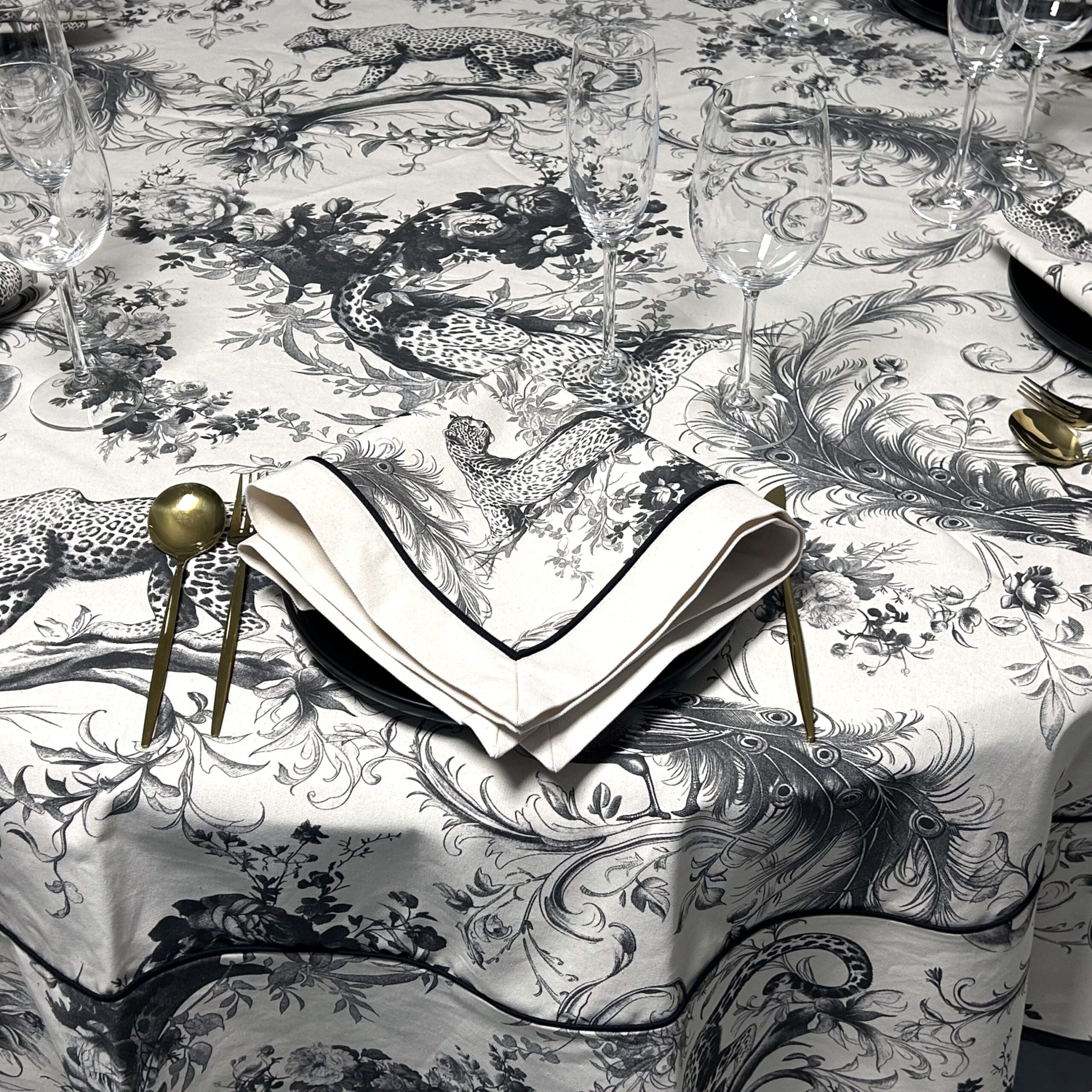 Round Tablecloth - Leopard & Peacock Print - Image 3