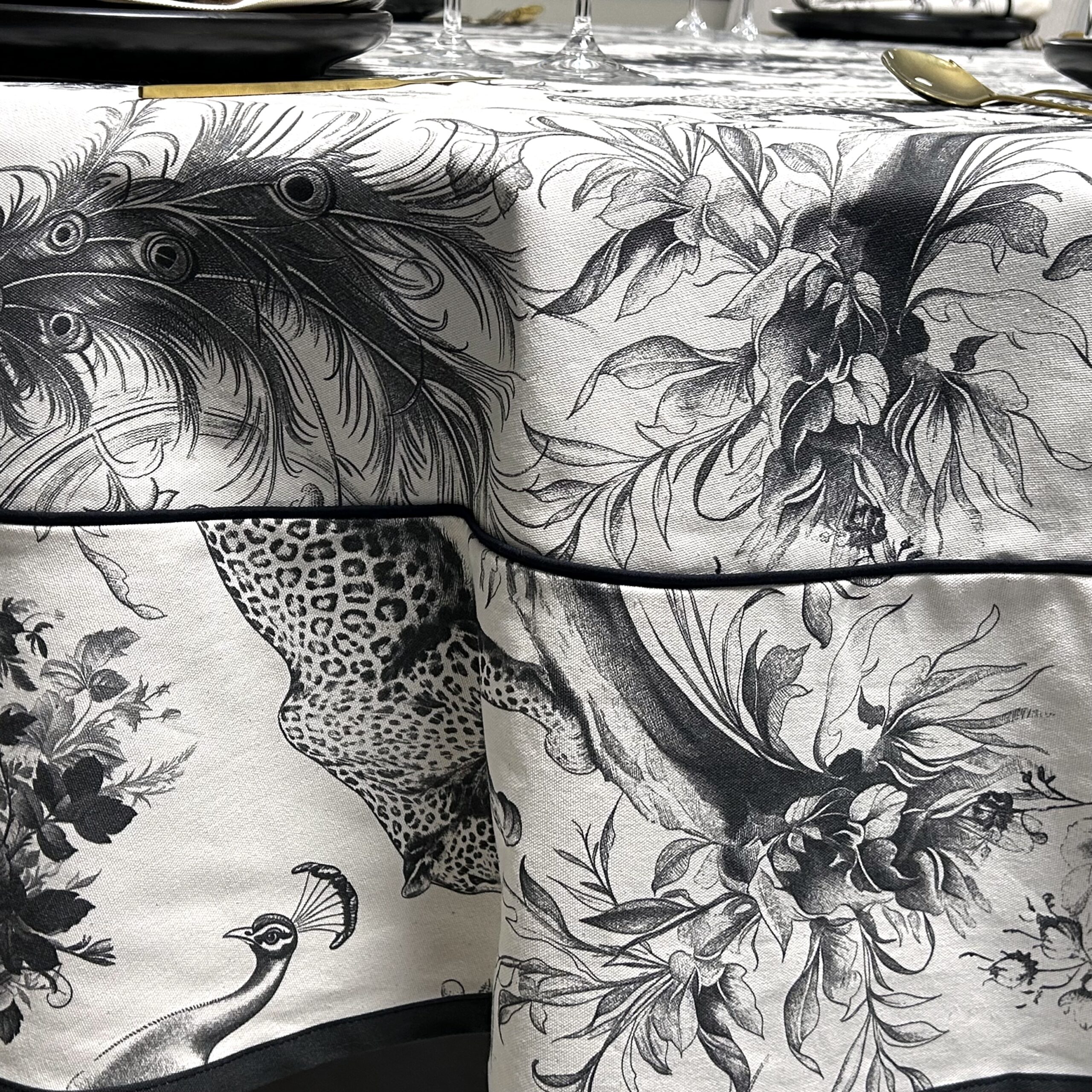 Round Tablecloth - Leopard & Peacock Print - Image 4