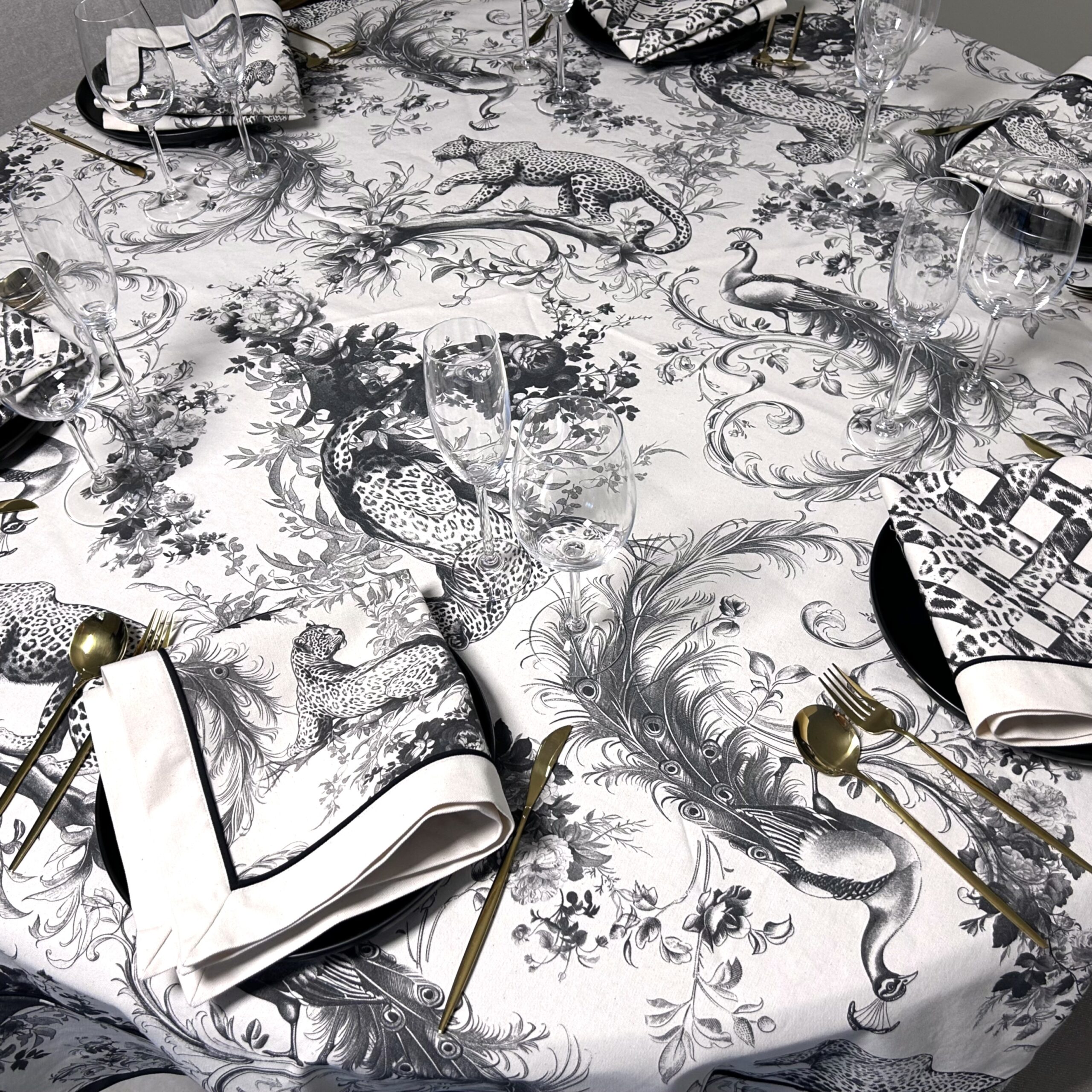 Round Tablecloth - Leopard & Peacock Print - Image 8