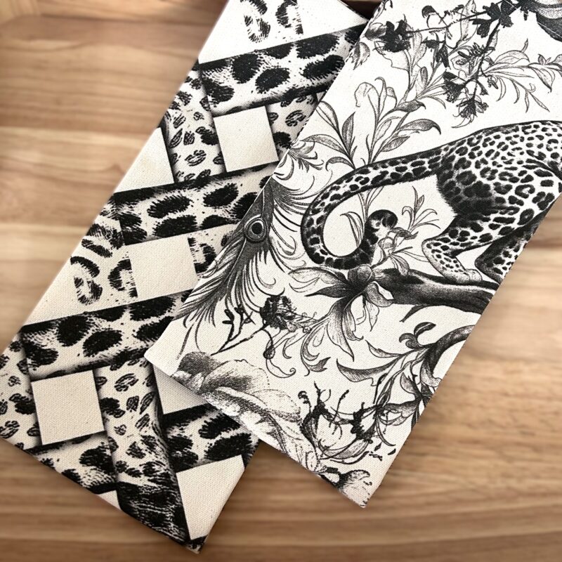 Tea towel Set - Leopard Peacock & Basket Weave Print Set